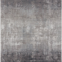 3' X 5' Gray Black And Silver Abstract Power Loom Distressed Area Rug With Fringe