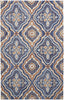 5' X 8' Blue Orange And Ivory Wool Geometric Tufted Handmade Stain Resistant Area Rug