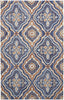 8' X 10' Blue Orange And Ivory Wool Floral Tufted Handmade Stain Resistant Area Rug