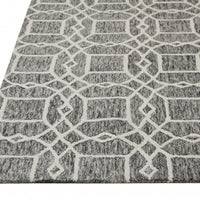 9' X 12' Black Gray And Ivory Wool Geometric Tufted Handmade Area Rug