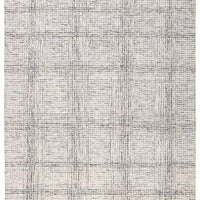 5' X 8' Ivory And Gray Wool Plaid Tufted Handmade Stain Resistant Area Rug