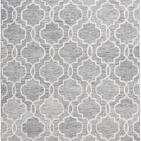 5' X 8' Blue Gray And Ivory Wool Geometric Tufted Handmade Stain Resistant Area Rug