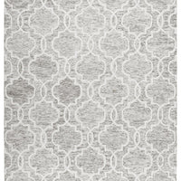 5' X 8' Gray And Ivory Wool Geometric Tufted Handmade Stain Resistant Area Rug