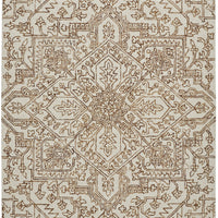 9' X 12' Ivory And Brown Wool Floral Tufted Handmade Stain Resistant Area Rug