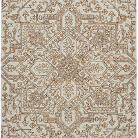 2' X 3' Ivory And Brown Wool Floral Tufted Handmade Stain Resistant Area Rug