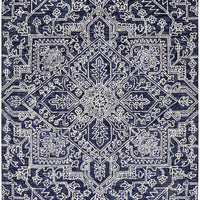 5' X 8' Blue And Ivory Wool Floral Tufted Handmade Stain Resistant Area Rug