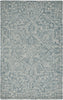 5' X 8' Blue Ivory And Green Wool Floral Tufted Handmade Stain Resistant Area Rug