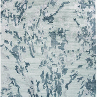 4' X 6' Blue Green And Silver Abstract Tufted Handmade Area Rug