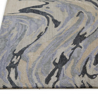 4' X 6' Blue Gray And Taupe Abstract Tufted Handmade Area Rug