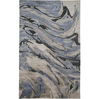 2' X 3' Blue Gray And Taupe Abstract Tufted Handmade Area Rug