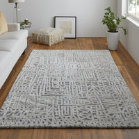 4' X 6' Gray And Silver Geometric Stain Resistant Area Rug