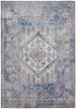 10' X 13' Blue Gray And Ivory Floral Stain Resistant Area Rug