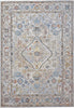 8' X 10' Taupe Blue And Gray Floral Stain Resistant Area Rug