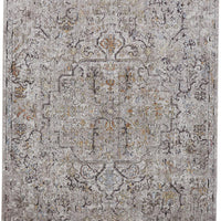 7' X 10' Gray Taupe And Yellow Abstract Stain Resistant Area Rug