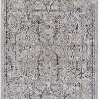 8' Gray Taupe And Yellow Abstract Stain Resistant Runner Rug