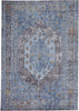 5' X 8' Blue Gray And Gold Floral Stain Resistant Area Rug