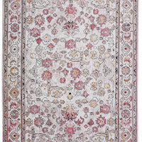 2' X 3' Ivory Pink And Gray Floral Stain Resistant Area Rug