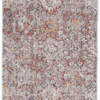 8' Pink Ivory And Gray Abstract Stain Resistant Runner Rug