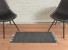 2' X 3' Gray Wool Geometric Hand Woven Area Rug With Fringe