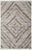 9' X 12' Ivory Gray And Tan Geometric Hand Woven Stain Resistant Area Rug With Fringe