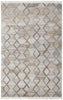 8' X 10' Gray Ivory And Tan Geometric Hand Woven Stain Resistant Area Rug With Fringe