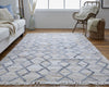 2' X 3' Gray Ivory And Tan Geometric Hand Woven Stain Resistant Area Rug With Fringe