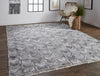 2' X 3' Gray Silver And Taupe Geometric Hand Woven Stain Resistant Area Rug With Fringe