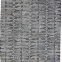 9' X 12' Gray Silver And Ivory Geometric Hand Woven Stain Resistant Area Rug With Fringe