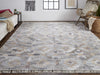 8' X 10' Taupe Gray And Blue Geometric Hand Woven Stain Resistant Area Rug With Fringe