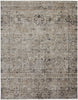 2' X 3' Taupe Ivory And Gray Abstract Distressed Area Rug With Fringe