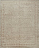 8' X 10' Ivory Tan And Pink Wool Floral Tufted Handmade Distressed Area Rug