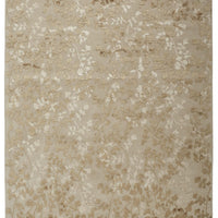 10' X 14' Ivory Tan And Gold Wool Floral Tufted Handmade Area Rug