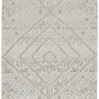 10' Gray Ivory And Pink Geometric Hand Knotted Runner Rug