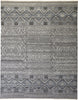 4' X 6' Gray Ivory And Blue Geometric Hand Knotted Area Rug