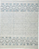 5' X 8' Ivory Blue And Gray Geometric Hand Knotted Area Rug