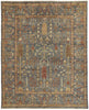 4' X 6' Gray Gold And Red Wool Floral Hand Knotted Stain Resistant Area Rug With Fringe