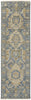 8' Blue Gold And Tan Wool Floral Hand Knotted Stain Resistant Runner Rug With Fringe