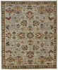 4' X 6' Gray Gold And Red Wool Floral Hand Knotted Stain Resistant Area Rug With Fringe