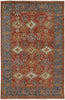 4' X 6' Red Blue And Orange Wool Floral Hand Knotted Stain Resistant Area Rug With Fringe