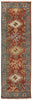 8' Red Blue And Orange Wool Floral Hand Knotted Stain Resistant Runner Rug With Fringe