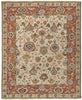 8' X 10' Ivory Red And Blue Wool Floral Hand Knotted Stain Resistant Area Rug