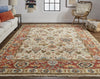 12' X 15' Ivory Red And Blue Wool Floral Hand Knotted Stain Resistant Area Rug