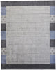 5' X 8' Gray Blue And Black Wool Hand Knotted Stain Resistant Area Rug