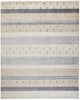 4' X 6' Ivory Tan And Gray Wool Striped Hand Knotted Stain Resistant Area Rug