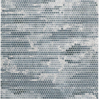 10' X 13' Blue And Gray Polka Dots Distressed Stain Resistant Area Rug