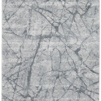 10' Blue Gray And Ivory Abstract Distressed Stain Resistant Runner Rug