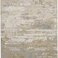 Ivory Gold And Gray Abstract Area Rug