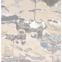 Ivory Gray And Blue Abstract Area Rug