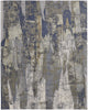 10' X 13' Blue Gray And Tan Abstract Power Loom Distressed Area Rug