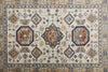 10' Ivory Orange And Blue Floral Stain Resistant Runner Rug